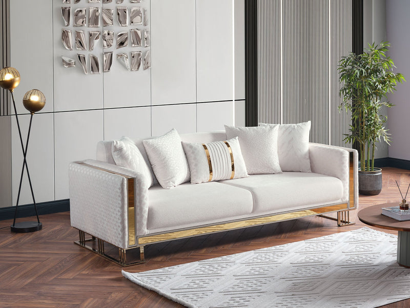 Laura 3-pieces (Sofa & Loveseat & Chair) Livingroom in Cream - 200-ELIF-LAU-A611-321