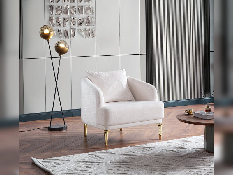 Laura 3-pieces (Sofa & Loveseat & Chair) Livingroom in Cream - Brown - 200-ELIF-LAU-A612-321
