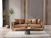 Laura 3-pieces (Sofa & Loveseat & Chair) Livingroom in Cream - Brown - 200-ELIF-LAU-A612-321