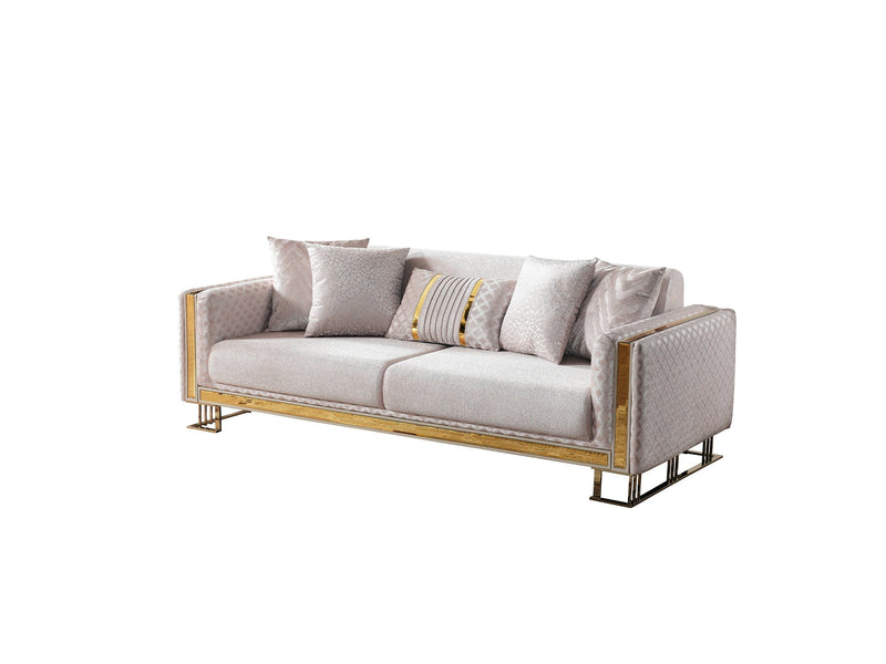 Laura 3-pieces (Sofa & Loveseat & Chair) Livingroom in Cream - Brown - 200-ELIF-LAU-A612-321