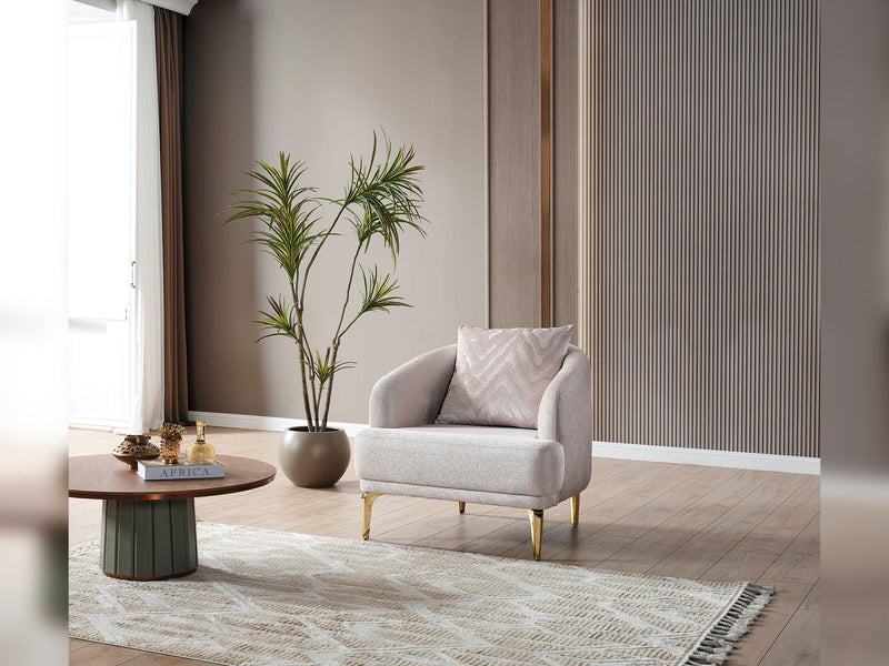 Laura 3-pieces (Sofa & Loveseat & Chair) Livingroom in Cream - Brown - 200-ELIF-LAU-A612-321