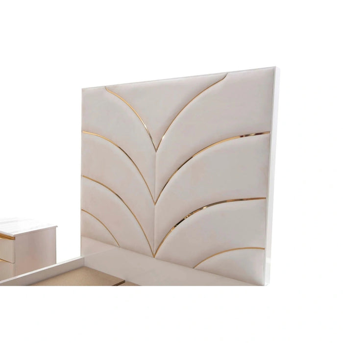 Laura Velvet Upholstered Bed in White