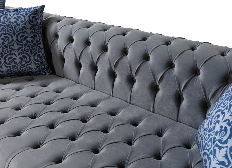 Lauren Gray Velvet Double Chaise Sectional - LAURENGRAY-SEC