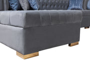 Lauren Gray Velvet Double Chaise Sectional - LAURENGRAY-SEC