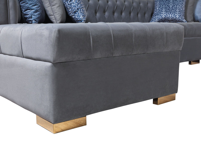 Lauren Gray Velvet Double Chaise Sectional - LAURENGRAY-SEC