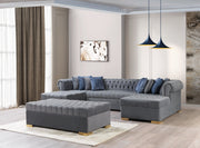 Lauren Gray Velvet Double Chaise Sectional - LAURENGRAY-SEC