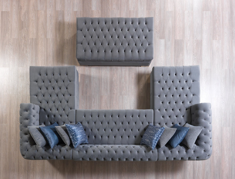 Lauren Gray Velvet Double Chaise Sectional - LAURENGRAY-SEC