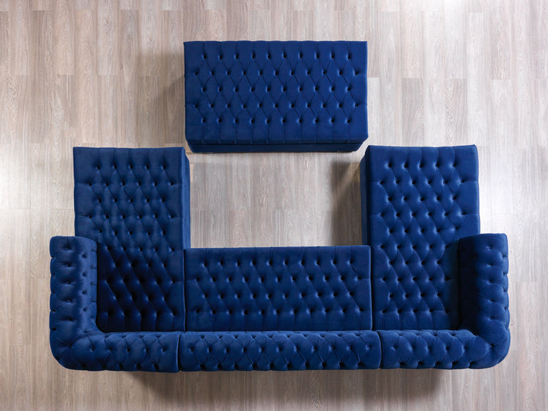 Lauren Navy Velvet Double Chaise Sectional - DMV FurnitureSectional
