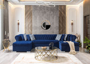 Lauren Navy Velvet Double Chaise Sectional - DMV FurnitureSectional