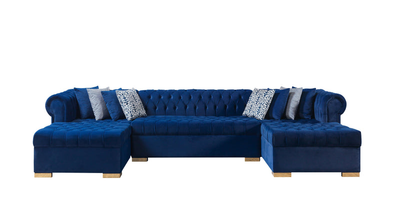 Lauren Navy Velvet Double Chaise Sectional - DMV FurnitureSectional
