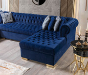 Lauren Navy Velvet Double Chaise Sectional - DMV FurnitureSectional