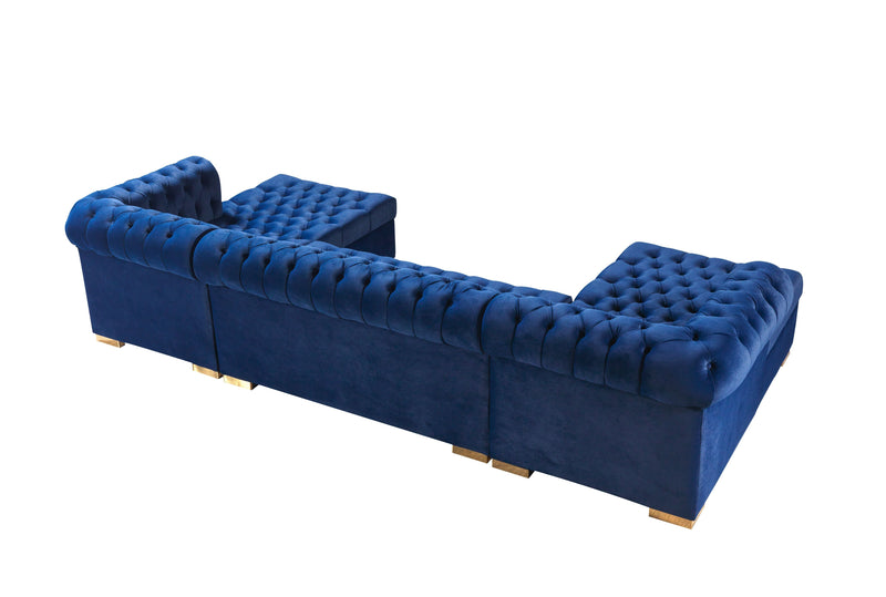Lauren Navy Velvet Double Chaise Sectional - DMV FurnitureSectional
