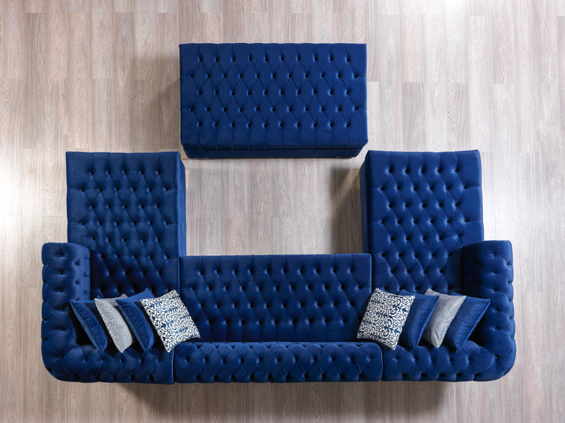 Lauren Navy Velvet Double Chaise Sectional - DMV FurnitureSectional