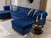 Lauren Navy Velvet Double Chaise Sectional - DMV FurnitureSectional
