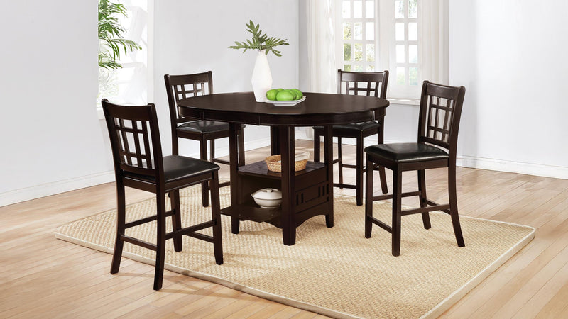 Lavon 5-piece Oval Counter Height Extension Dining Set Espresso - 102888-S5
