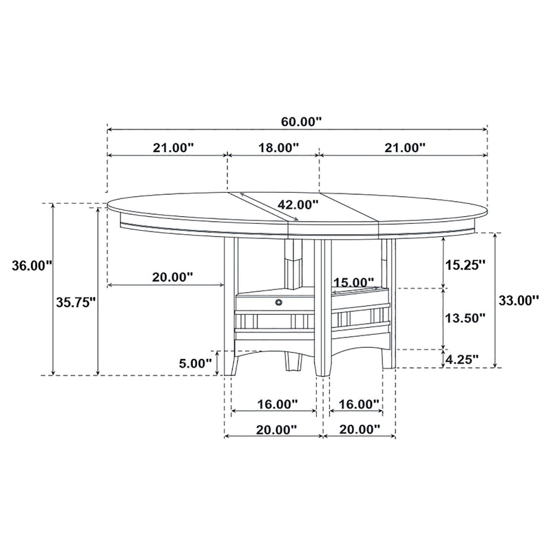 Lavon Oval 60-inch Counter Height Extension Dining Table Espresso - 102888