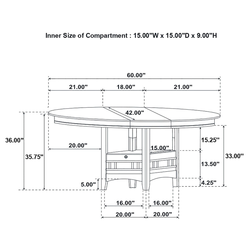 Lavon Oval 60-inch Counter Height Extension Dining Table Light Oak - 106628