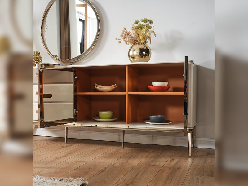 Law Diningroom (Consol With Mirror & Dining Table & 6 Dining Chair) - 200-ELIF-LAW-A512-DT-6-SET
