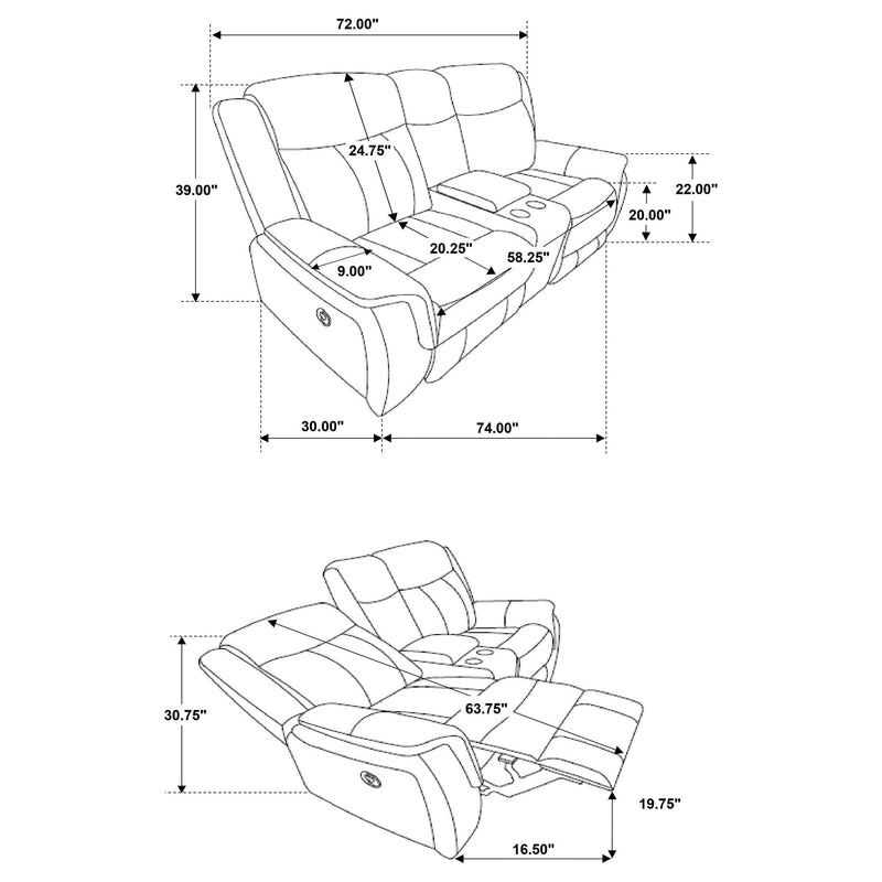 Lawrence 2-piece Upholstered Reclining Sofa Set Charcoal - 603504-S2