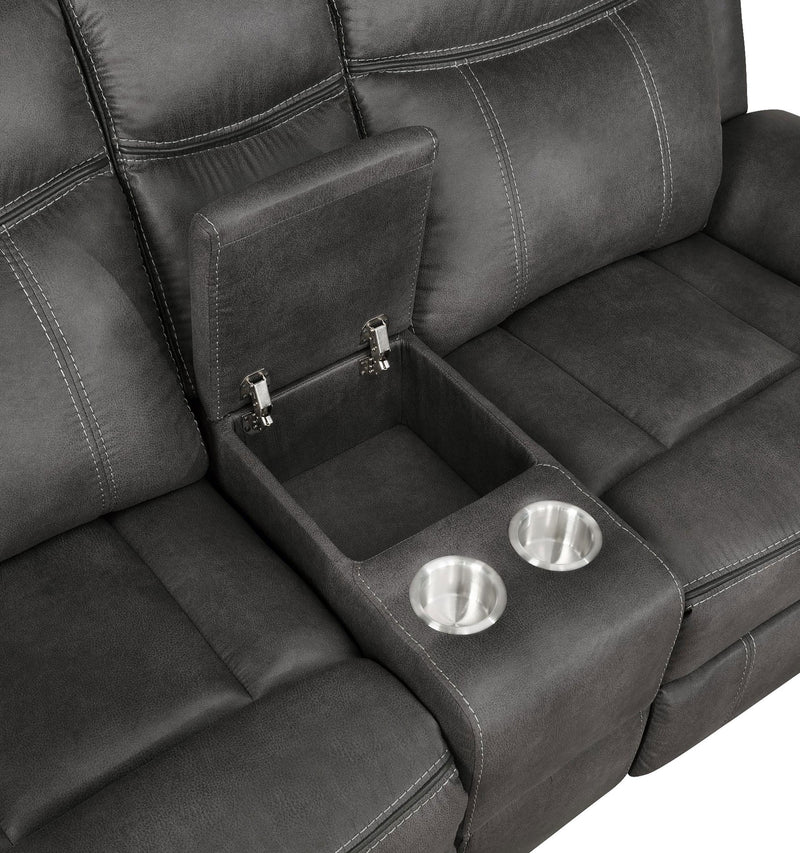Lawrence Upholstered Padded Arm Reclining Loveseat Charcoal - 603505