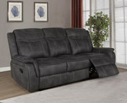 Lawrence Upholstered Padded Arm Reclining Sofa Charcoal - 603504