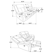 Lawrence Upholstered Padded Arm Reclining Sofa Charcoal - 603504