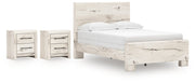Lawroy Full Panel Bed with 2 Nightstands in Light Natural from Ashley - DMV Furniture