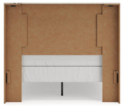 Lawroy Full Panel Bed with Mirrored Dresser, Chest and 2 Nightstands in Light Natural from Ashley - DMV Furniture
