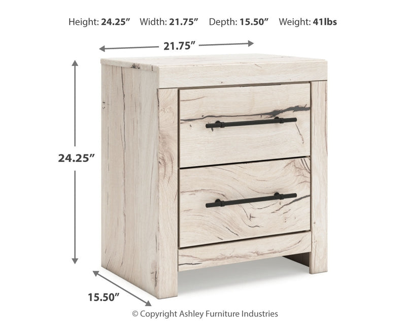 Lawroy Full Panel Bed with Mirrored Dresser, Chest and 2 Nightstands in Light Natural from Ashley - DMV Furniture