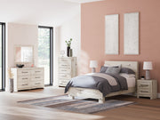Lawroy Full Panel Bed with Mirrored Dresser, Chest and 2 Nightstands in Light Natural from Ashley - DMV Furniture