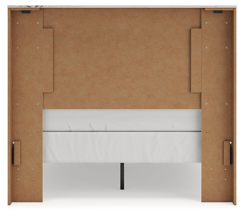 Lawroy Full Panel Bed with Mirrored Dresser in Light Natural - PKG020221
