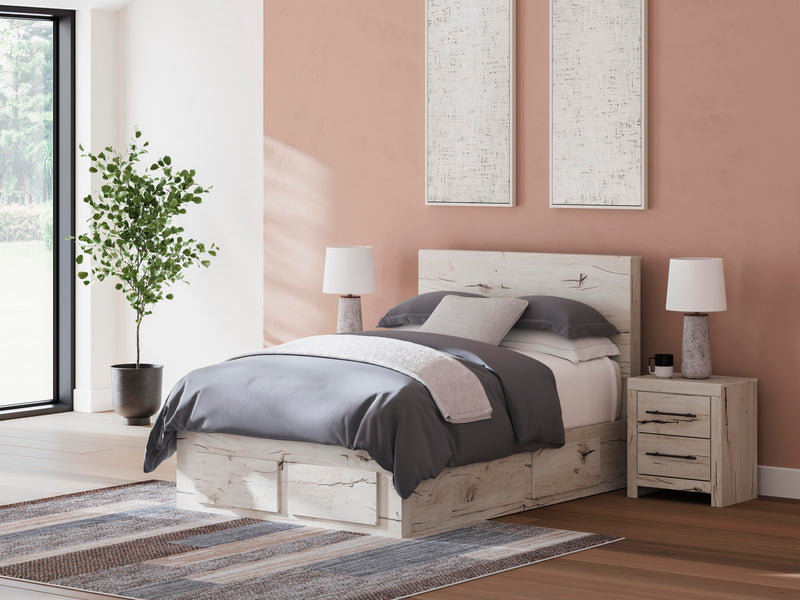 Lawroy Full Panel Storage Bed and 2 Nightstands in Light Natural - PKG020256