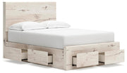Lawroy Full Panel Storage Bed and 2 Nightstands in Light Natural - PKG020256