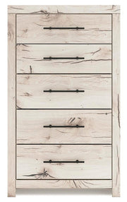 Lawroy Full Panel Storage Bed, Dresser, Mirror, Chest and Nightstand in Light Natural - PKG020235