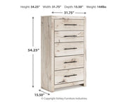 Lawroy Full Panel Storage Bed, Dresser, Mirror, Chest and Nightstand in Light Natural - PKG020253