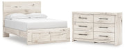 Lawroy Full Panel Storage Bed with Dresser in Light Natural from Ashley - DMV Furniture