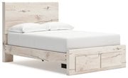 Lawroy Full Panel Storage Bed with Mirrored Dresser in Light Natural - PKG020230
