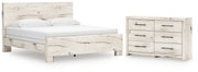 Lawroy King Panel Bed with Dresser in Light Natural from Ashley - DMV Furniture