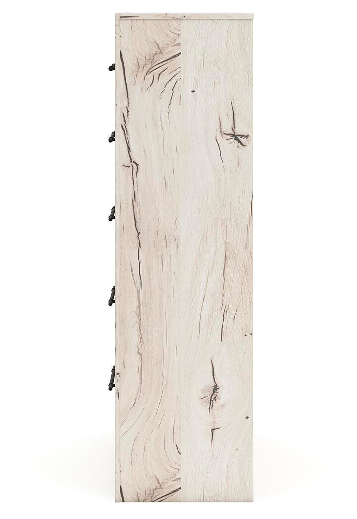 Lawroy King Panel Bed with Storage, Dresser, Mirror and Chest in Light Natural - PKG020198