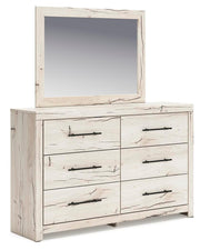 Lawroy King Panel Bed with Storage, Dresser, Mirror and Chest in Light Natural - PKG020198