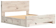 Lawroy King Panel Bed with Storage, Dresser, Mirror and Nightstand in Light Natural - PKG020197