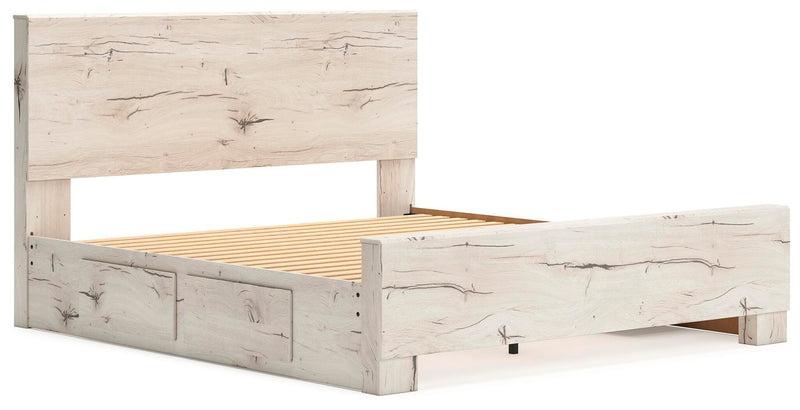 Lawroy King Panel Bed with Storage, Dresser, Mirror and Nightstand in Light Natural - PKG020197