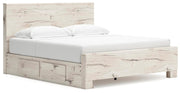 Lawroy King Panel Bed with Storage, Dresser, Mirror, Chest and 2 Nightstands in Light Natural - PKG020187