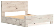 Lawroy King Panel Bed with Storage, Dresser, Mirror, Chest and 2 Nightstands in Light Natural - PKG020187
