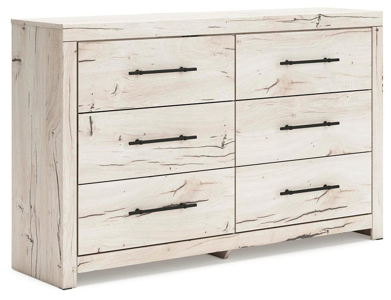 Lawroy King Panel Headboard, Dresser, Mirror and 2 Nightstands in Light Natural - PKG020519