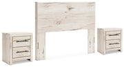 Lawroy King Panel Headboard with 2 Nightstands in Light Natural - PKG020520