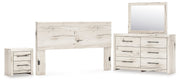 Lawroy King Panel Headboard with Mirrored Dresser and Nightstand in Light Natural from Ashley - DMV Furniture