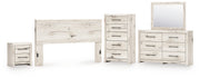 Lawroy King Panel Headboard with Mirrored Dresser, Chest and Nightstand in Light Natural from Ashley - DMV Furniture