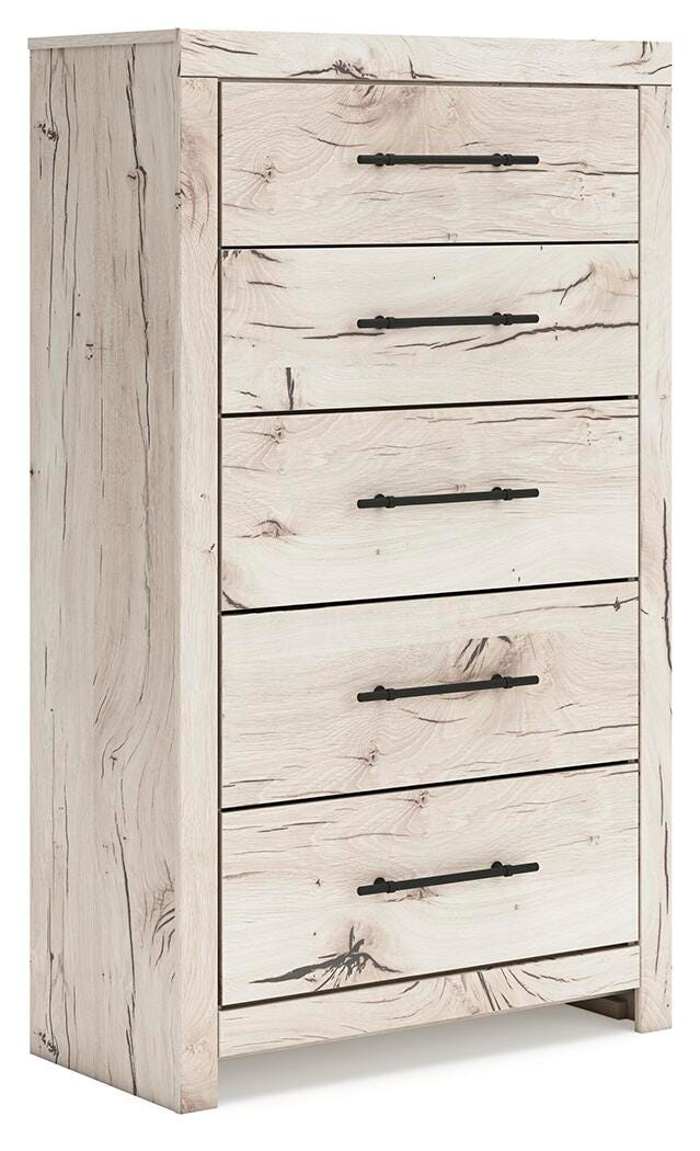 Lawroy King Panel Storage Bed, Dresser, Mirror, Chest and 2 Nightstands in Light Natural - PKG020205