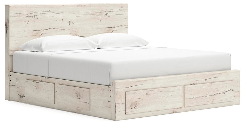 Lawroy King Panel Storage Bed, Dresser, Mirror, Chest and 2 Nightstands in Light Natural - PKG020205